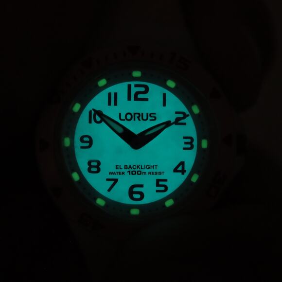 NOS Lorus Pink Analog 29mm Watch Backlight Silicone Strap New in Package Working - Picture 6 of 12